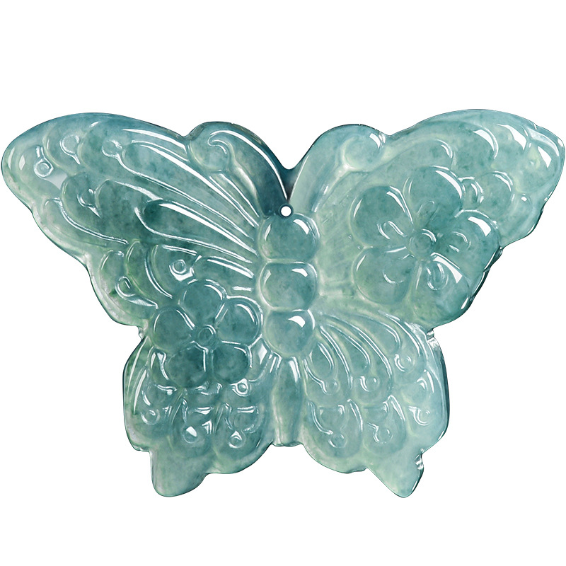 Necklaces - Natural Burmese Jadeite Butterfly Pendant Necklace