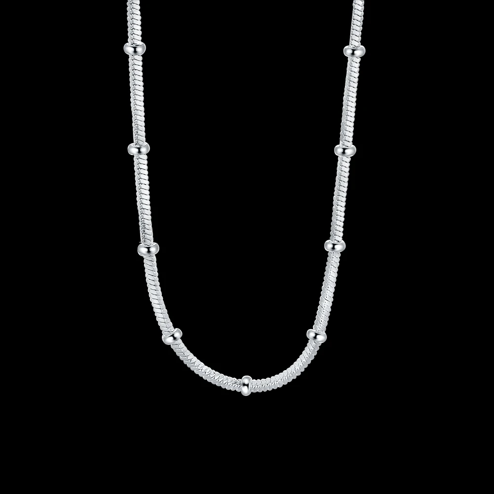 925 Sterling Silver Chain Necklace Men - 45-60CM Pretty charms chain beads 925