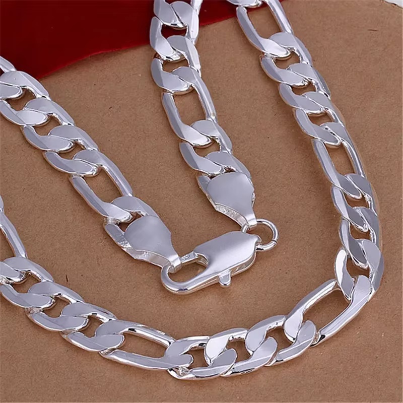 925 Sterling Silver Necklace F - Cuban Link Chain 12Mm review and price
