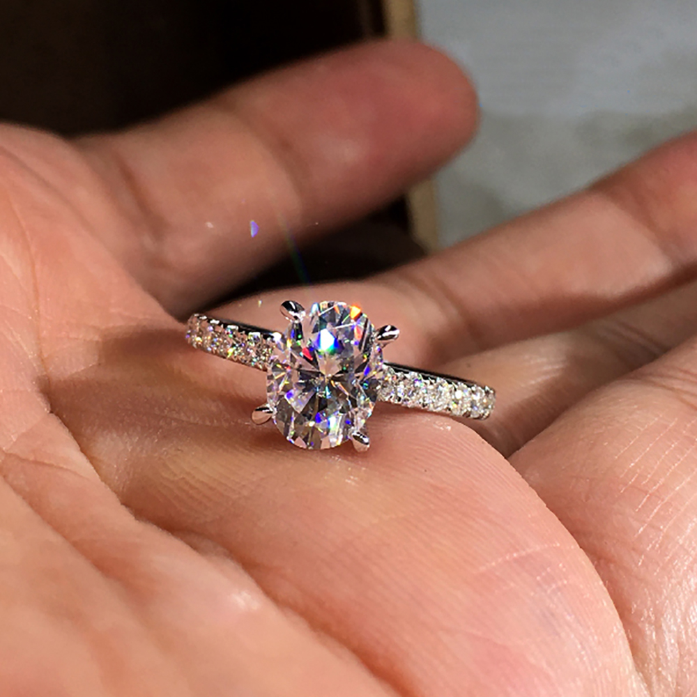 Custom Solid 10K White Gold Wo - Moissanite Engagement Ring 1 Carat review and price
