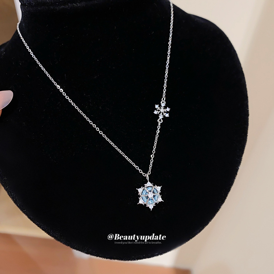 Sparkling Ice Crystal Snowflak - Layered Pendant Necklace Aesthetic review and price