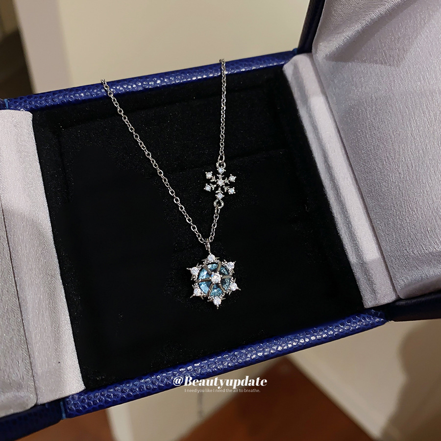 Sparkling Ice Crystal Snowflak - Layered Pendant Necklace Aesthetic review and price