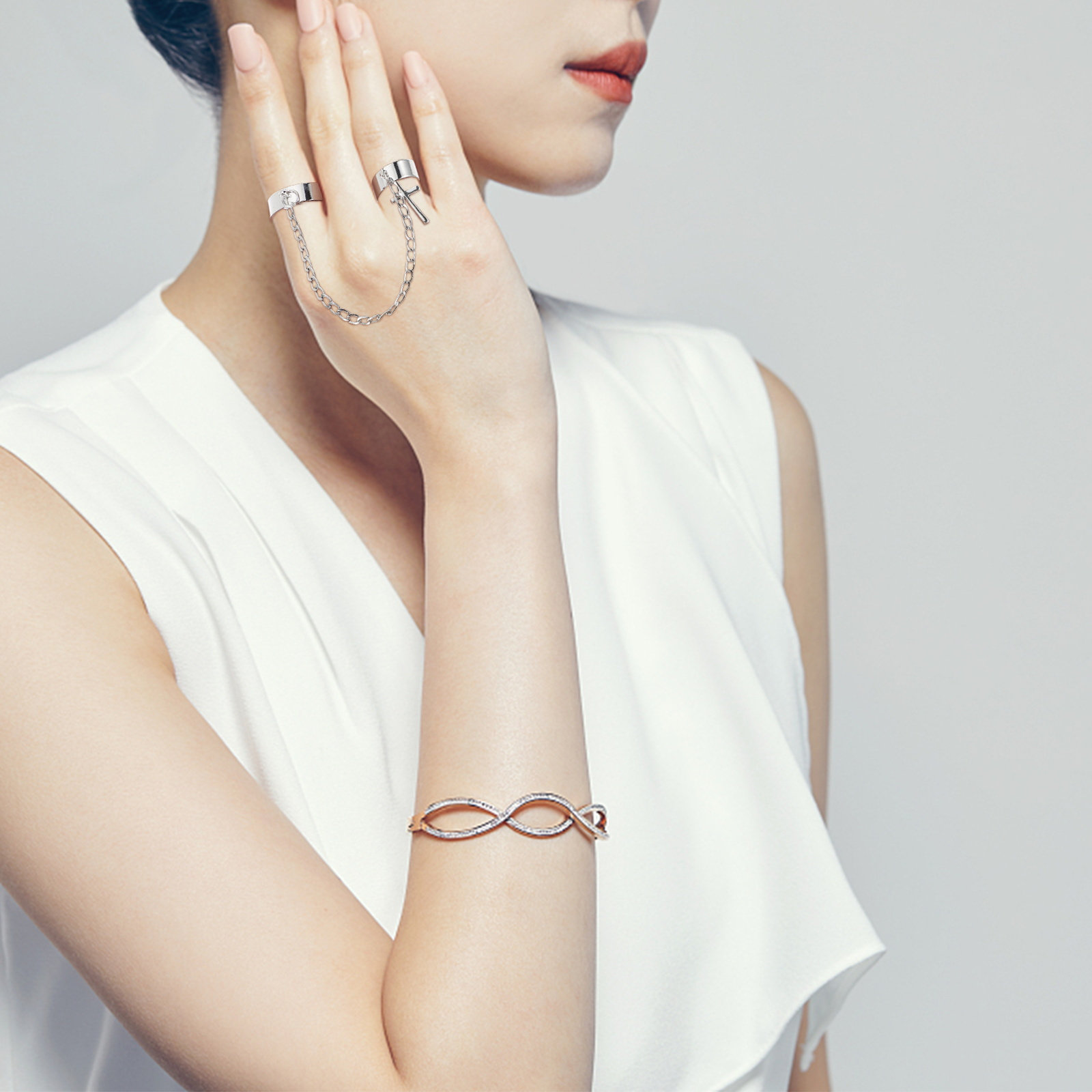 Knuckle Ring Set Cross Chain V - Vintage Punk Knuckle Rings Set review and price