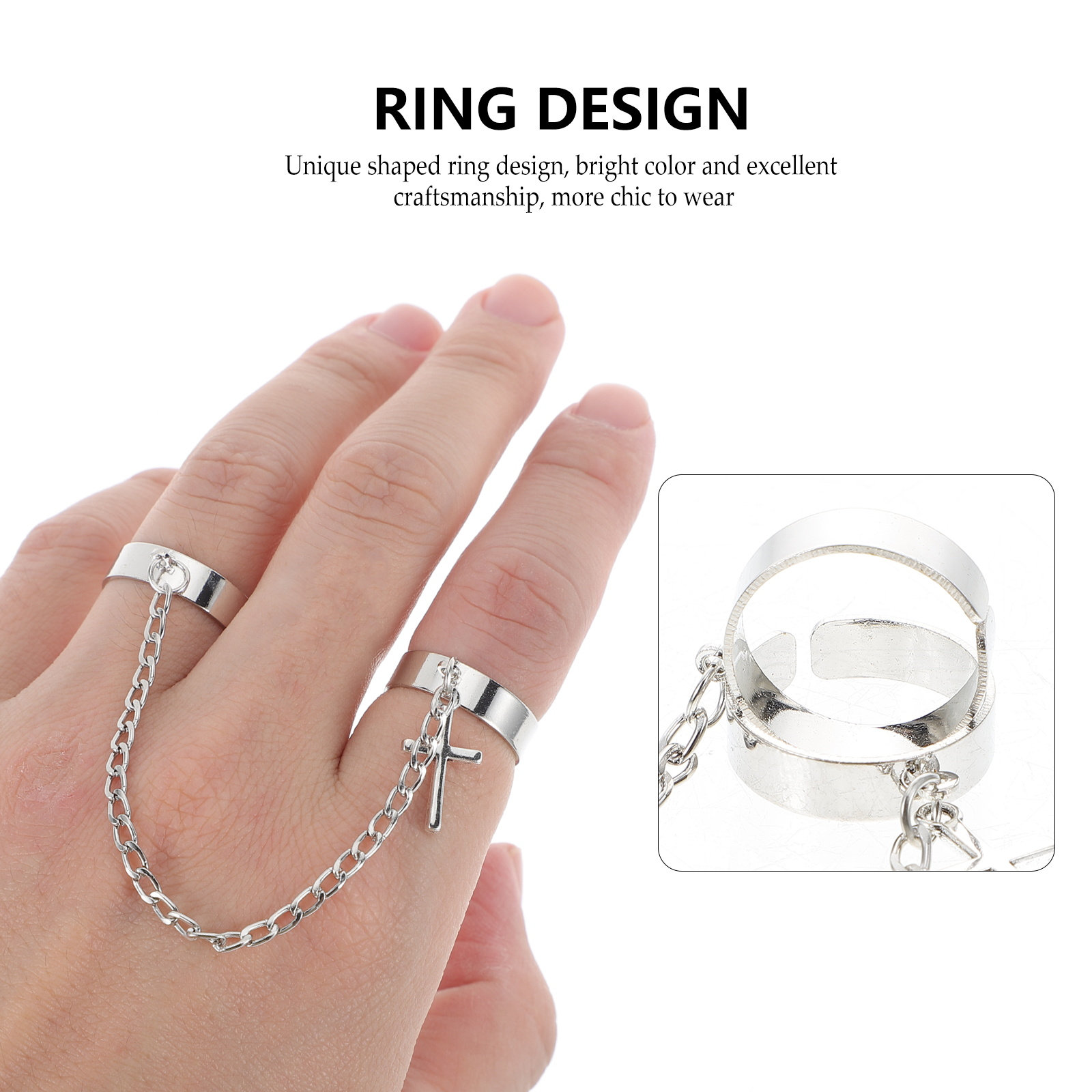 Knuckle Ring Set Cross Chain V - Vintage Punk Knuckle Rings Set review and price