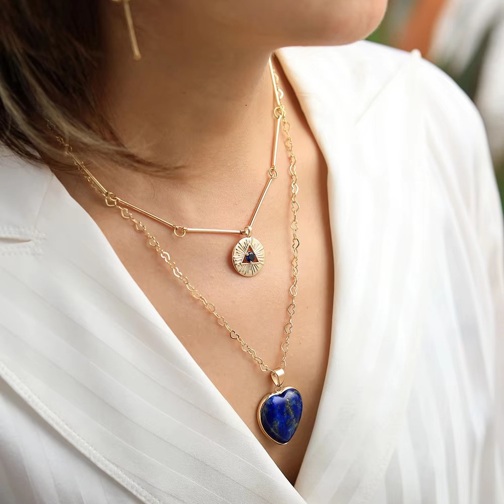 Layered Necklaces Natural Gems - Layered Pendant Necklace Aesthetic review and price