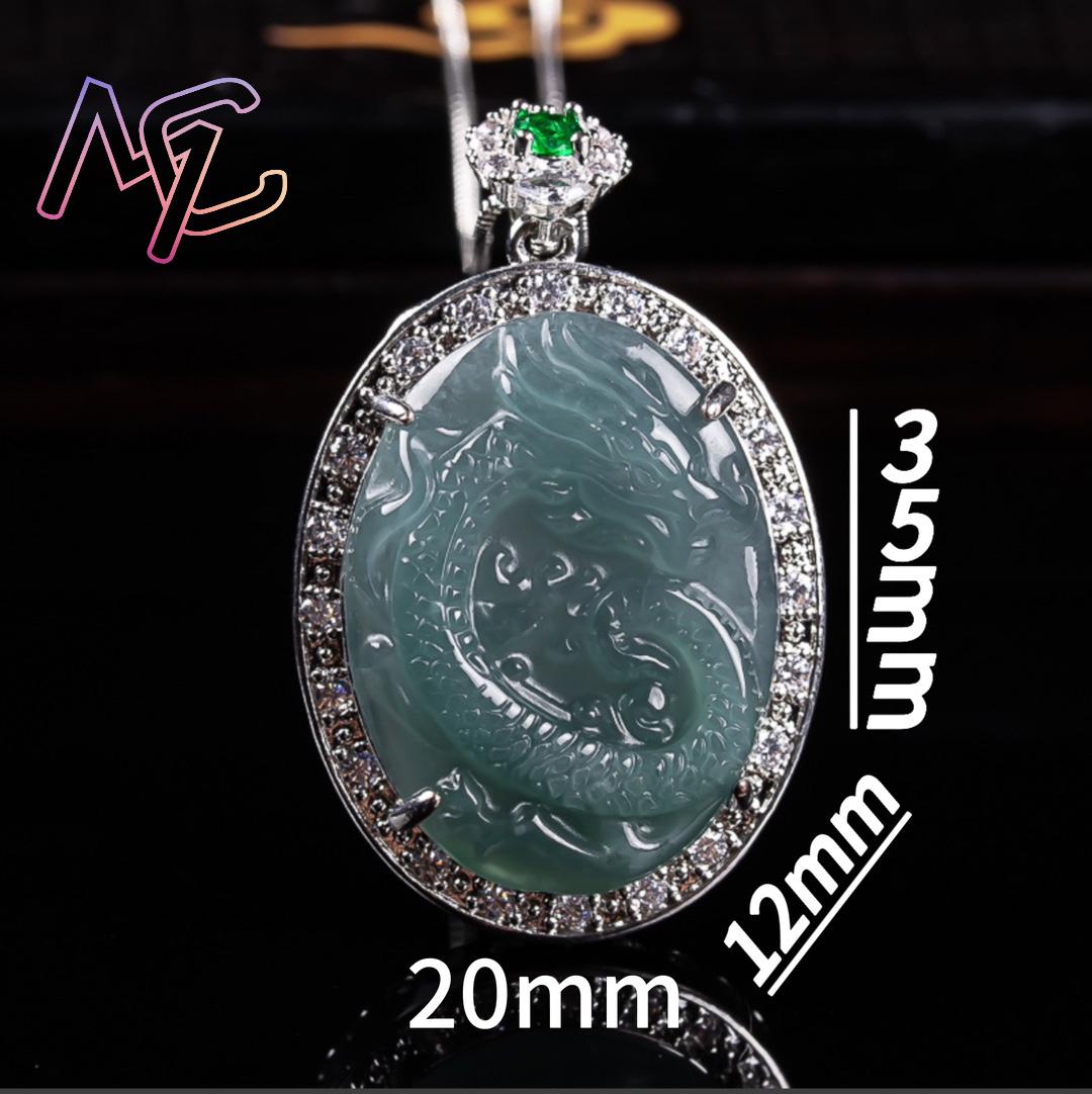 Myanmar Jadeite Dragon Pendant - 925 Sterling Silver Chain Necklace Men review and price