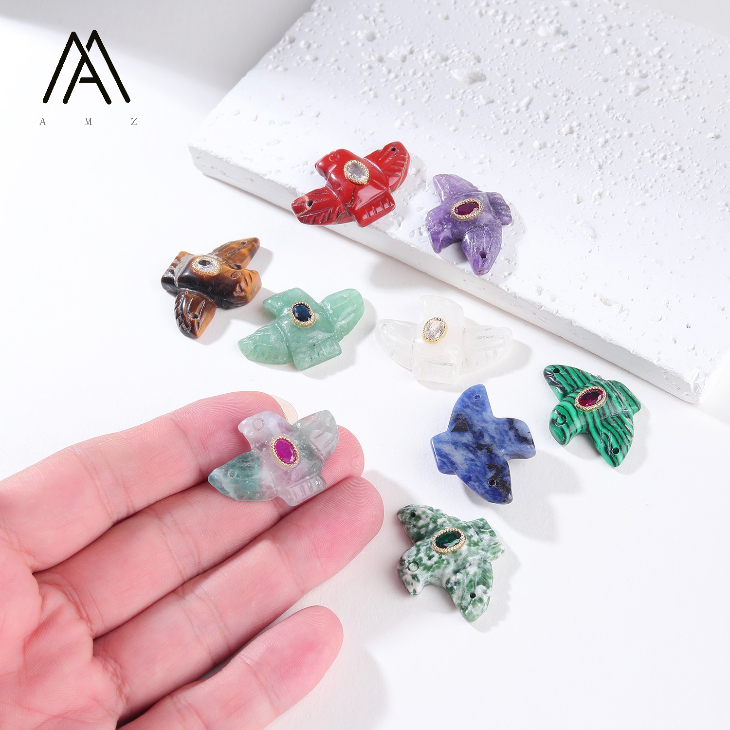 1/3/5/10pcs Carved Eagle Bird  - Crystal Pendant Necklace Natural Stone review and price