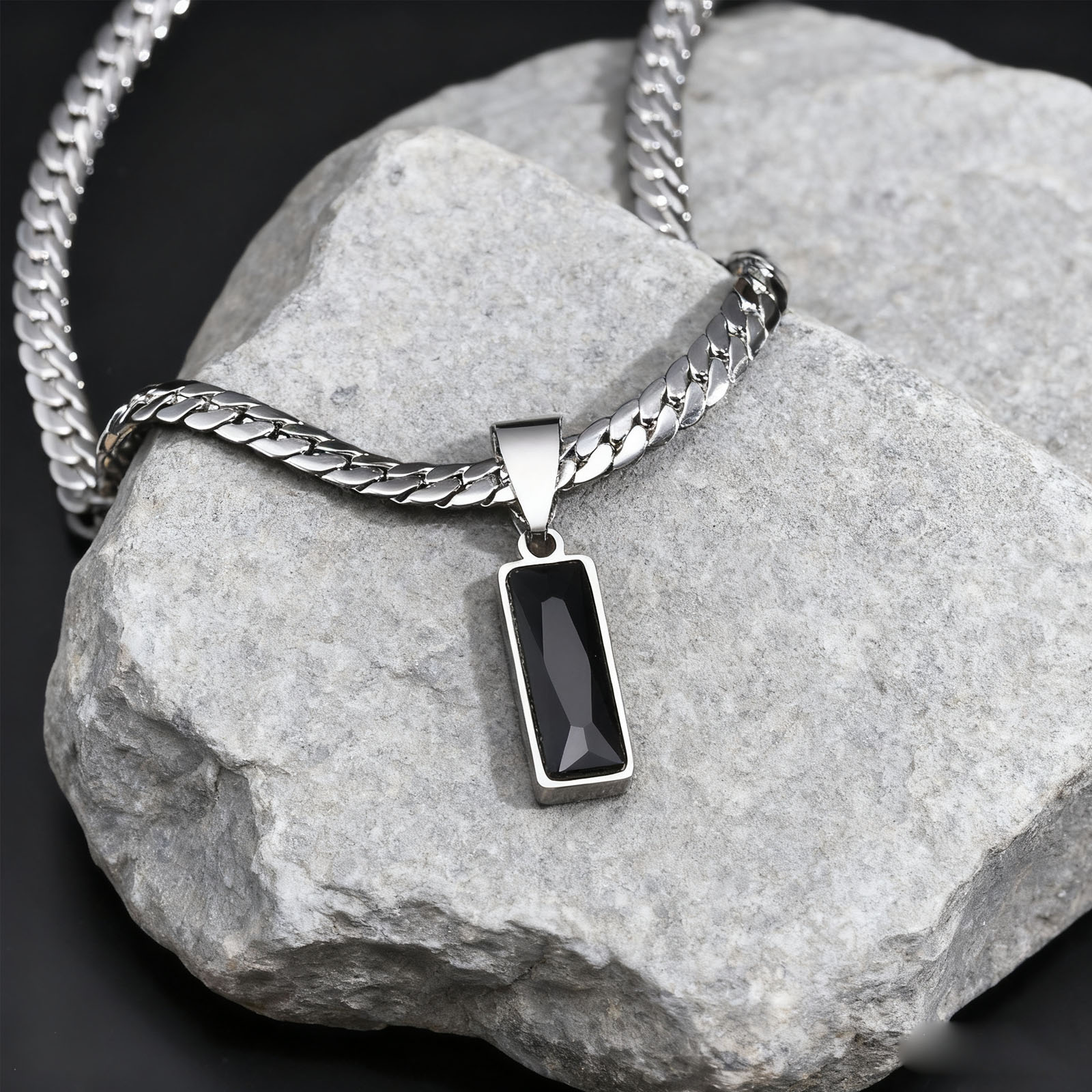 Stylish Mens Geometric Stone P - Cuban Link Chain 12Mm review and price